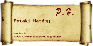 Pataki Hetény névjegykártya